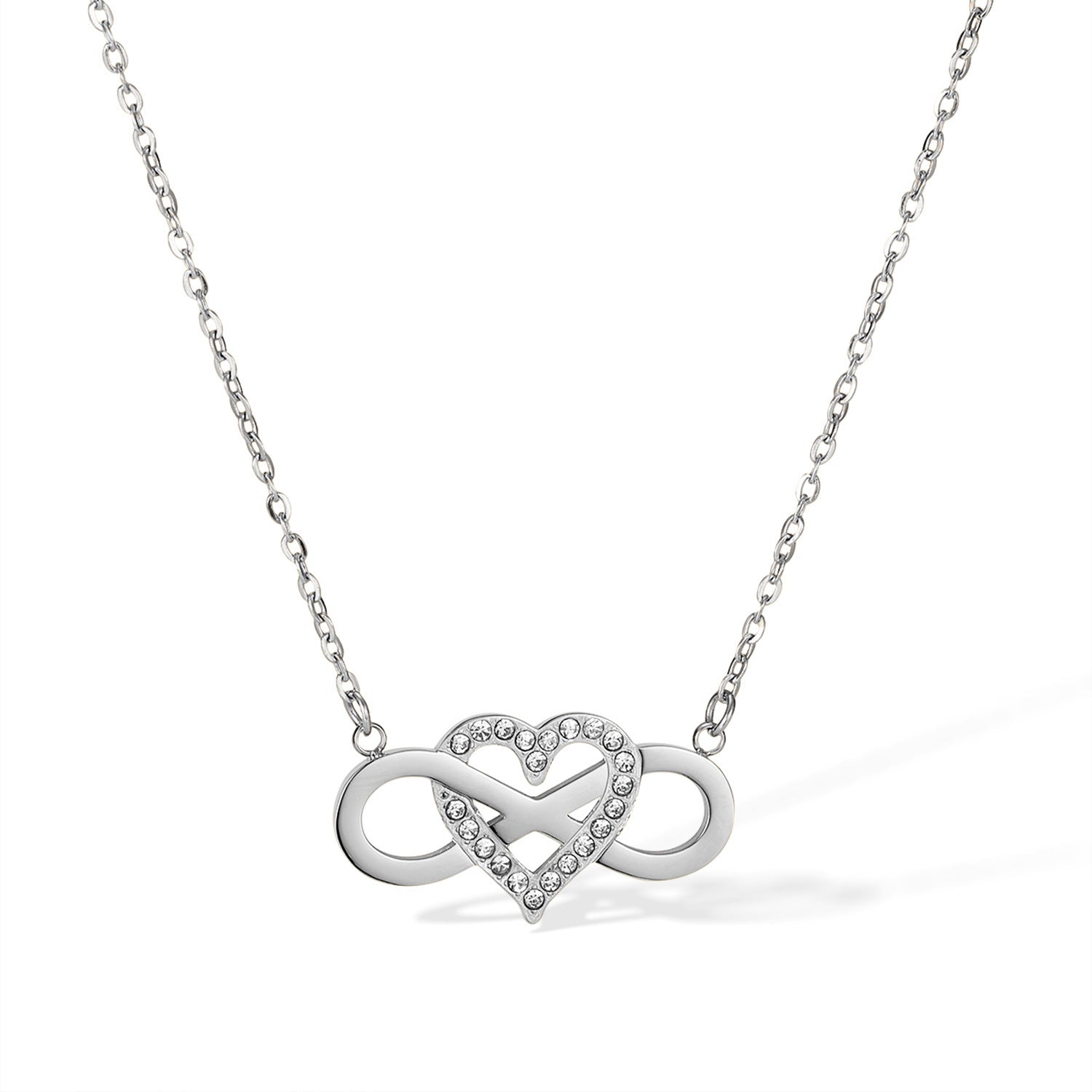 Wholesale  Retro Infinite Symbol Diamond Love Pendant Stainless Steel Necklace