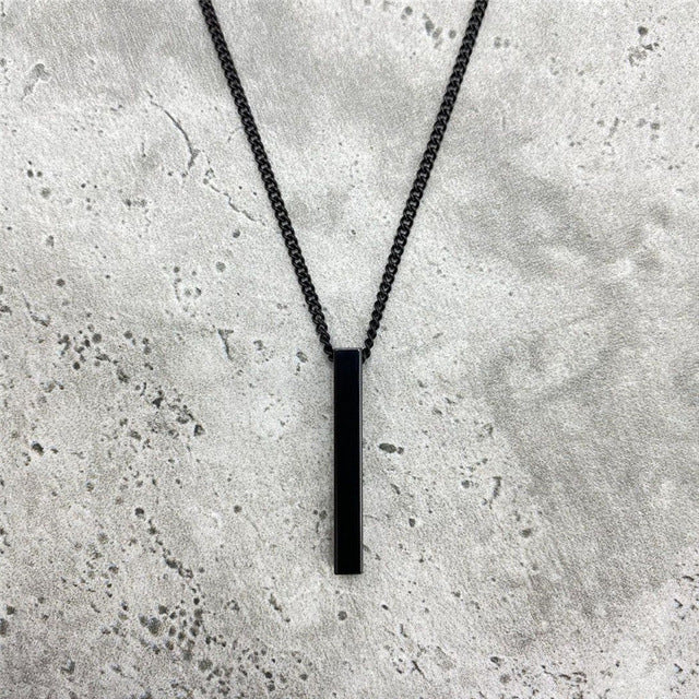 Wholesale Men's Stainless Steel Rectangular Geometric Pendant Necklace
