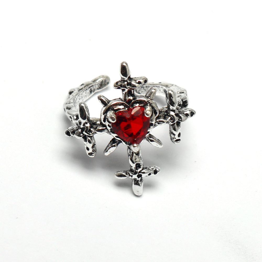 Wholesale Lava Heart Ring Angel Wings Love Cross Dark Gothic Open Rings ACC-RS-HX002