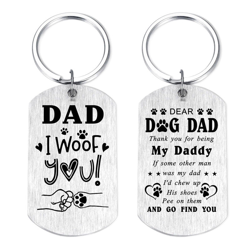Wholesale Stylish Stainless Steel Dog Mom Keychain With Pink Paw Print Car Key Accessory Gift