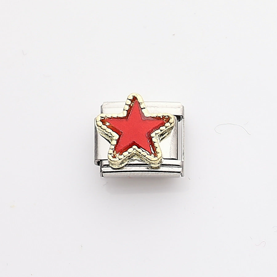 Wholesale 10pcs Italian Charm Bracelet 9mm DIY Splicing Colorful Stars and Moon Series Stainless Steel Composable Bracelet