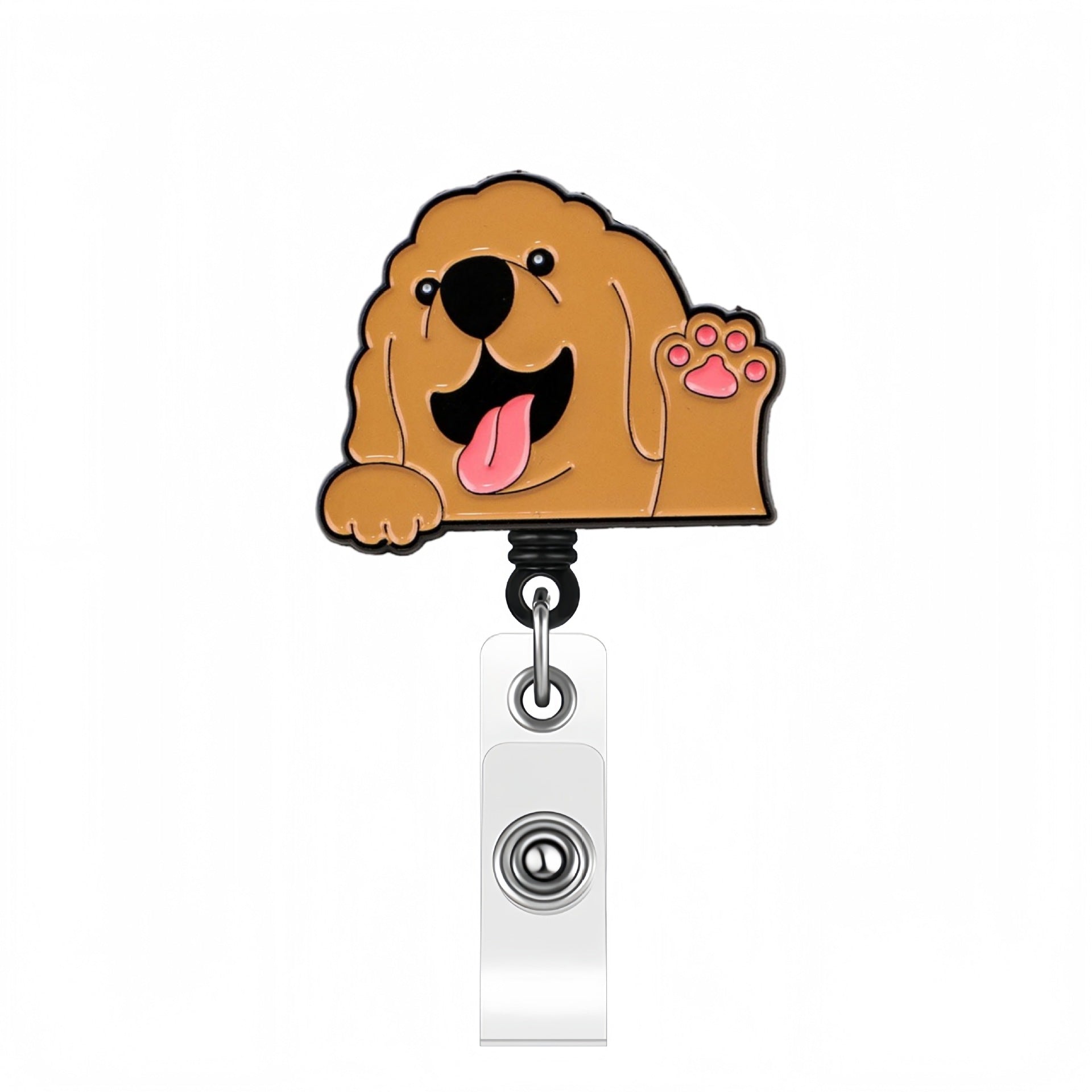 Wholesale Cute Cartoon Pet Dog Acrylic Retractable Rotating Badge Keychain