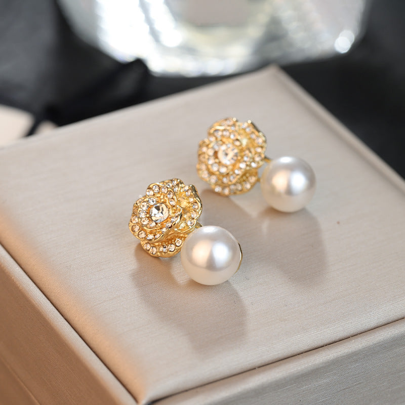 Wholesale Light Luxury Diamond Flower Earrings ACC-ES-RuLong012