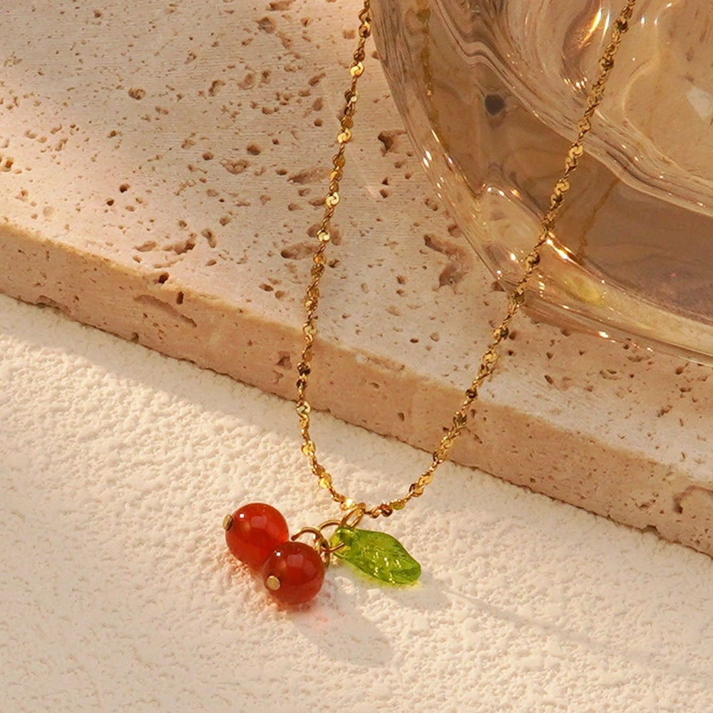 Wholesale Cherry Shape Stainless Steel Necklace Earrings