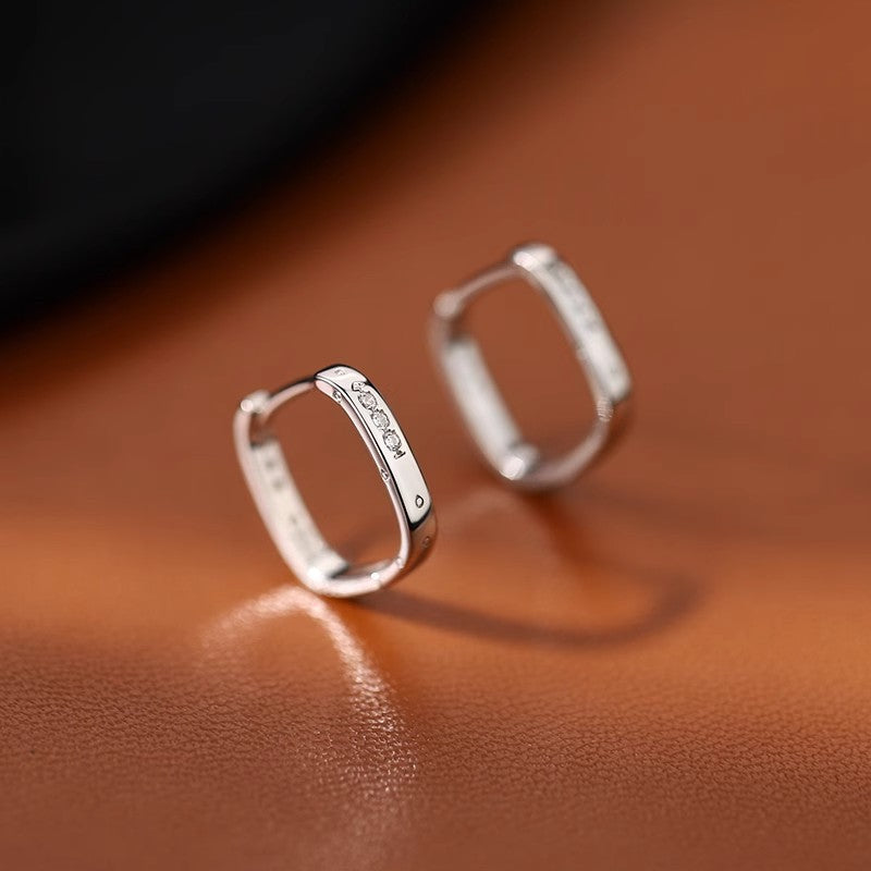 Wholesale 925 Sterling Silver Square Ear  Earrings