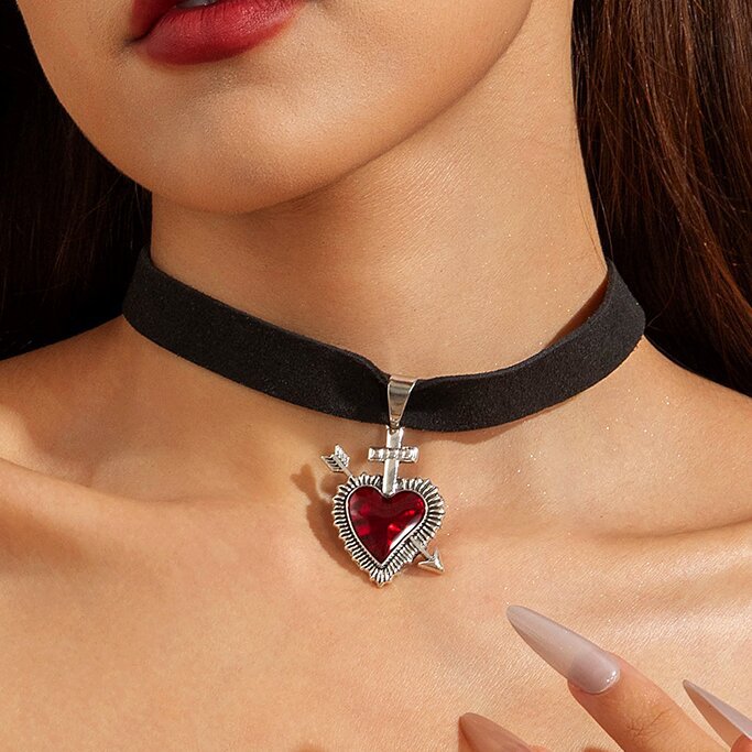 Wholesale Halloween Heart Cross Necklace