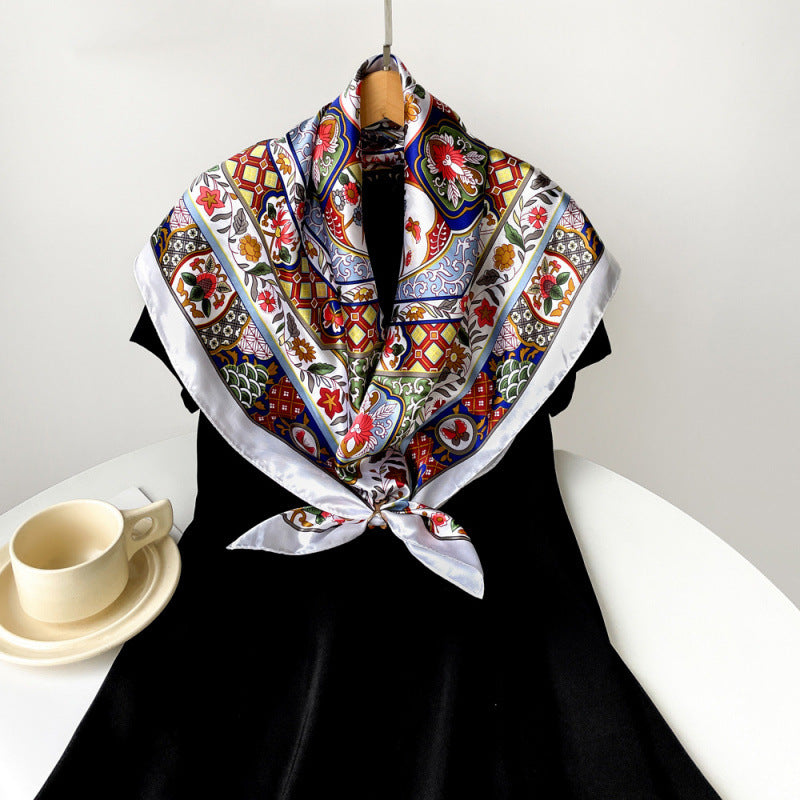 Wholesale Large Square Scarf Vintage Printed Scarf 90cm Turban