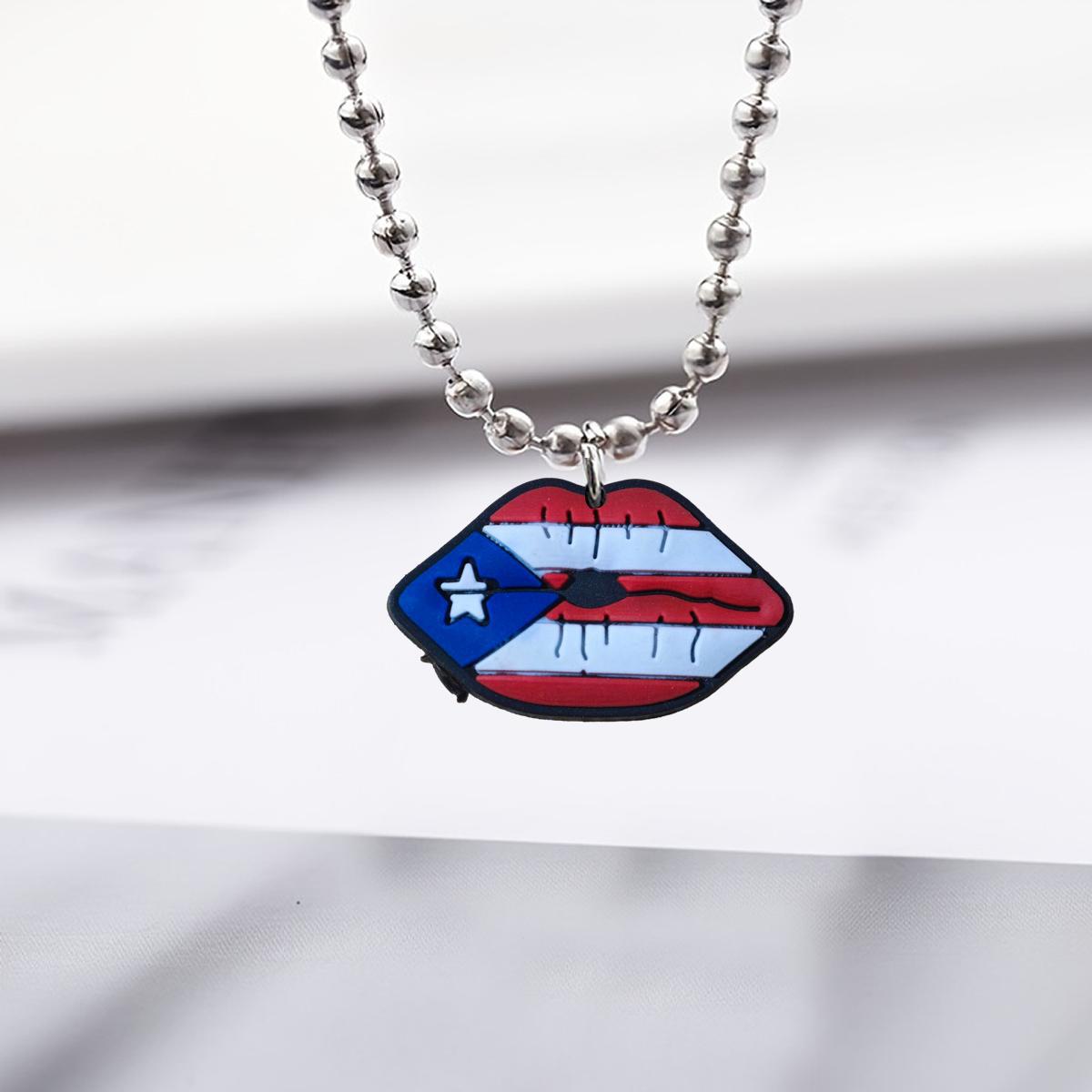 Wholesale Stainless steel American Independence Day Series Small Bead Necklace