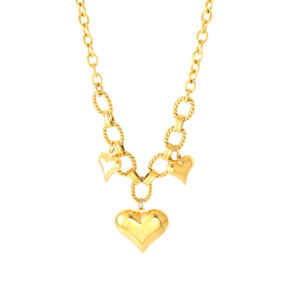 Wholesale Titanium Steel Twisted Chain Heart Sweater Necklace