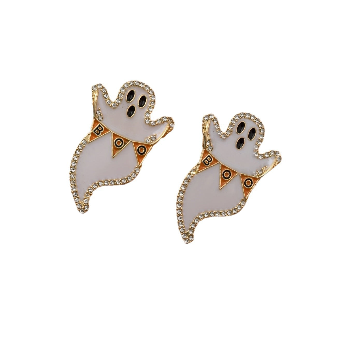 Wholesale 5pcs Halloween  Pair Halloween Cute Ghost Shape Alloy Oil Drop Earrings