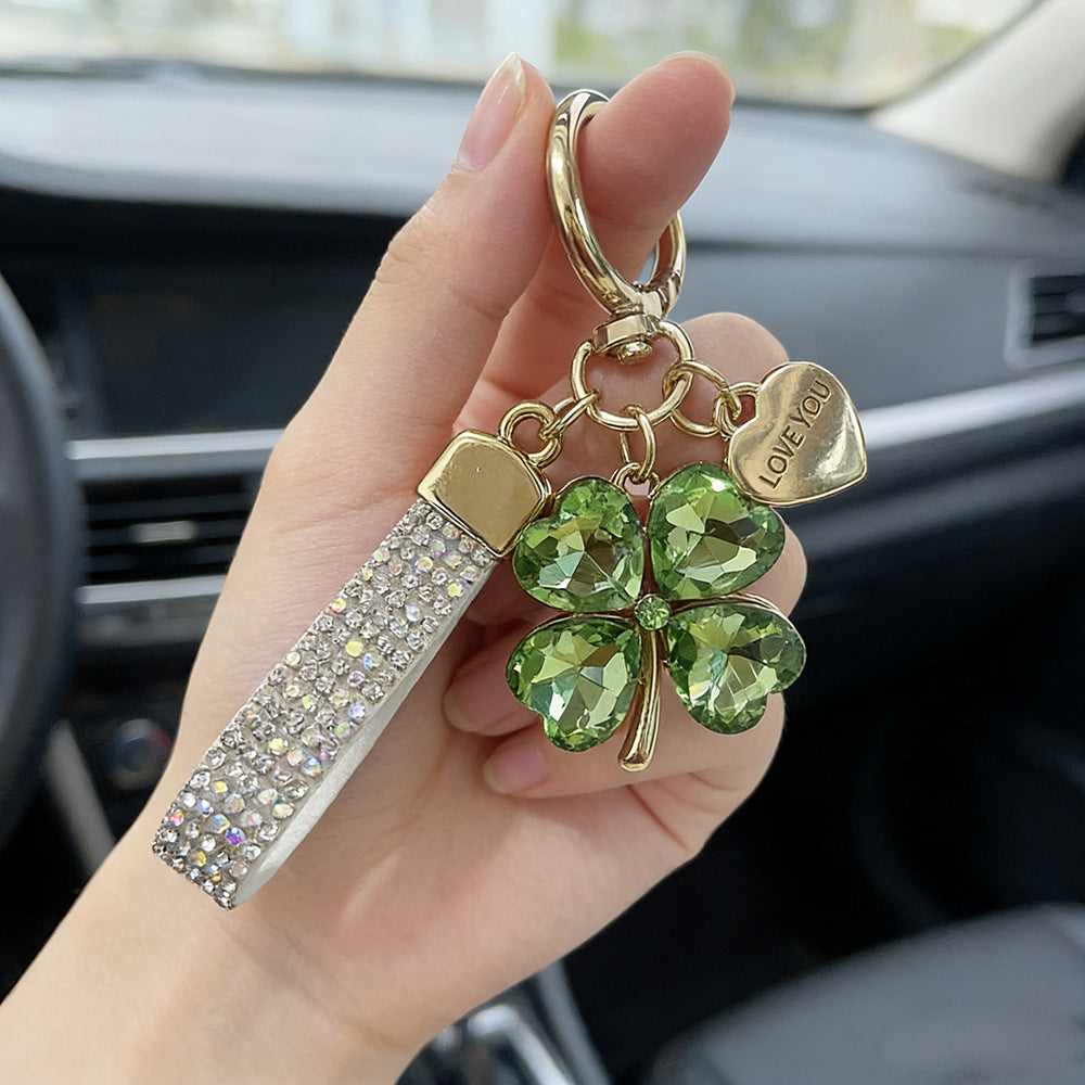 Wholesale Electroplated Zinc Alloy Four Leaf Clover Keychain Pendant - Korean Style Fashion Accessory for Bag Charm Boutique Resale
