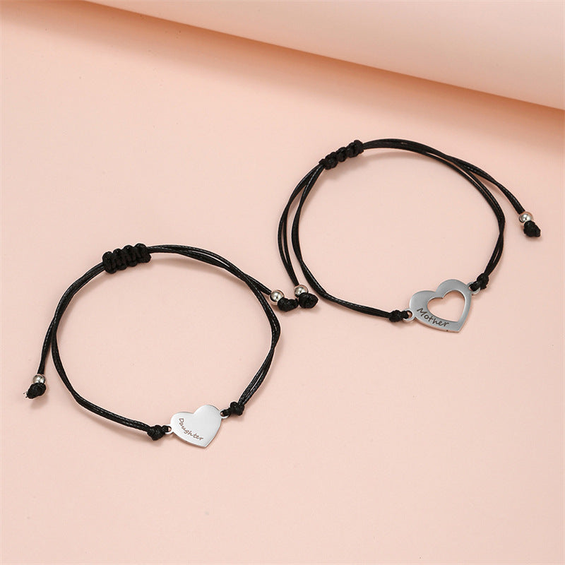 Wholesale  stainless steel love woven bracelet heart heart-shaped mother's day bracelet