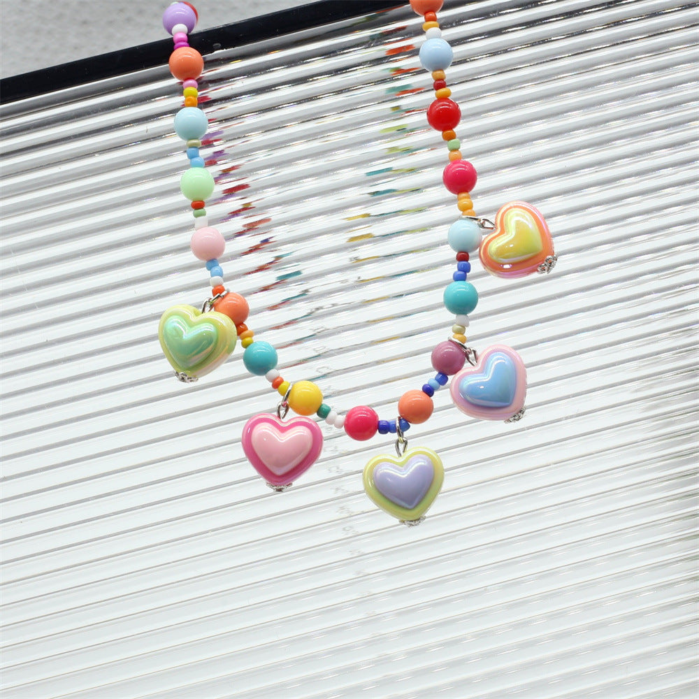 Wholesale Colorful Beaded Love Flower Five-pointed Star Butterfly Necklace