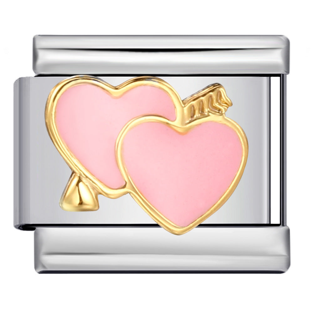 Wholesale Italian Charm Bracelet DIY Splicing Pink Stainless Steel Composable Bracelet