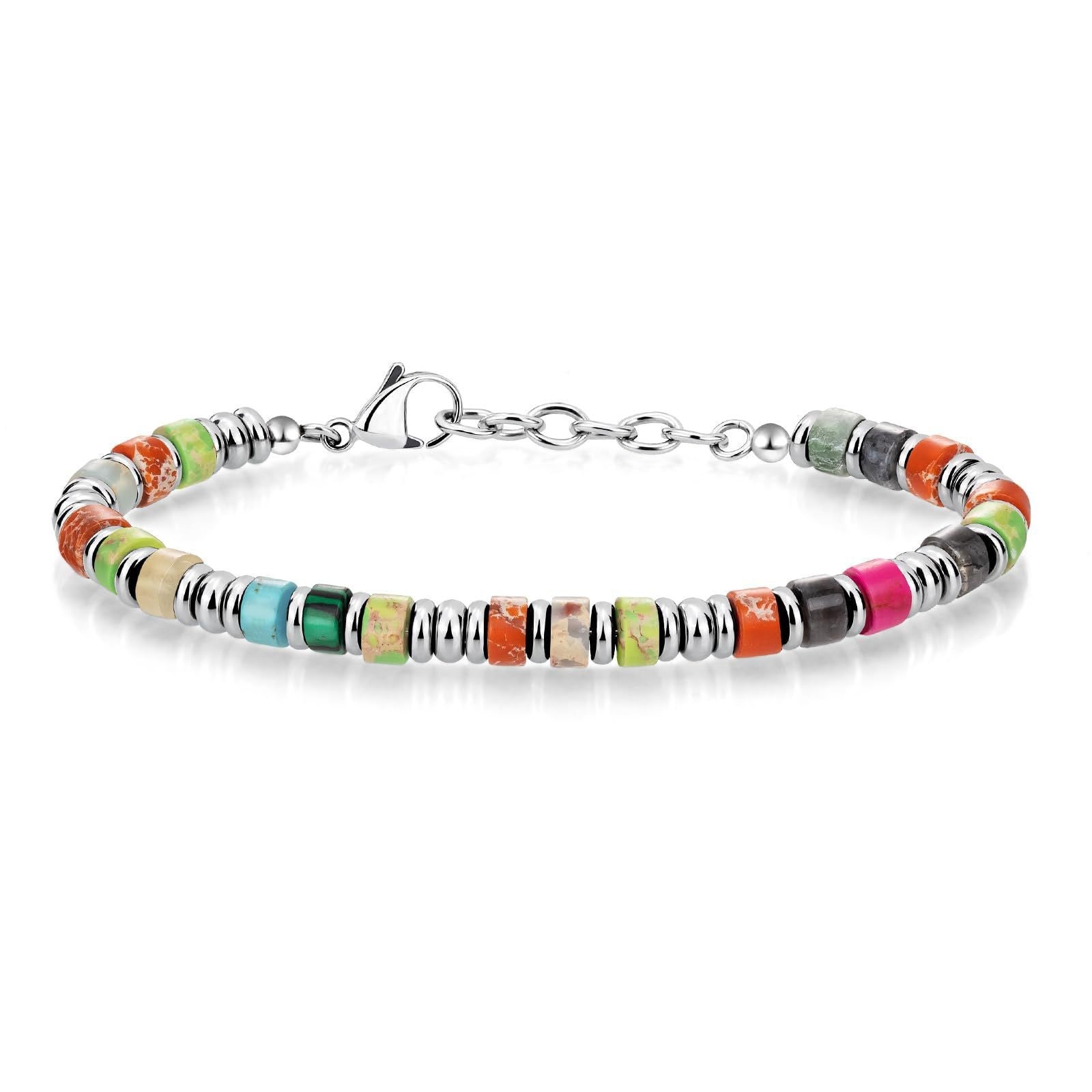 Wholesale Bohemian Chain Bracelet Natural Obsidian Beads Stainless Steel Business Gift Fashion Accessory