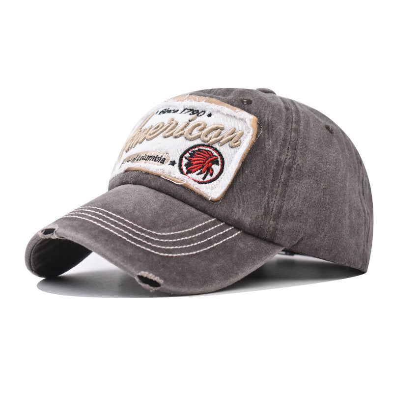 Wholesale Casual Cotton Baseball Cap With Washed America Flag Embroidery Adjustable Breathable Resale