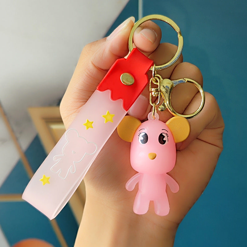 Wholesale Cartoon Crystal Bow Tie Bear PVC Soft Glue Keychains Creative Keychain ACC-KC-XinShu005