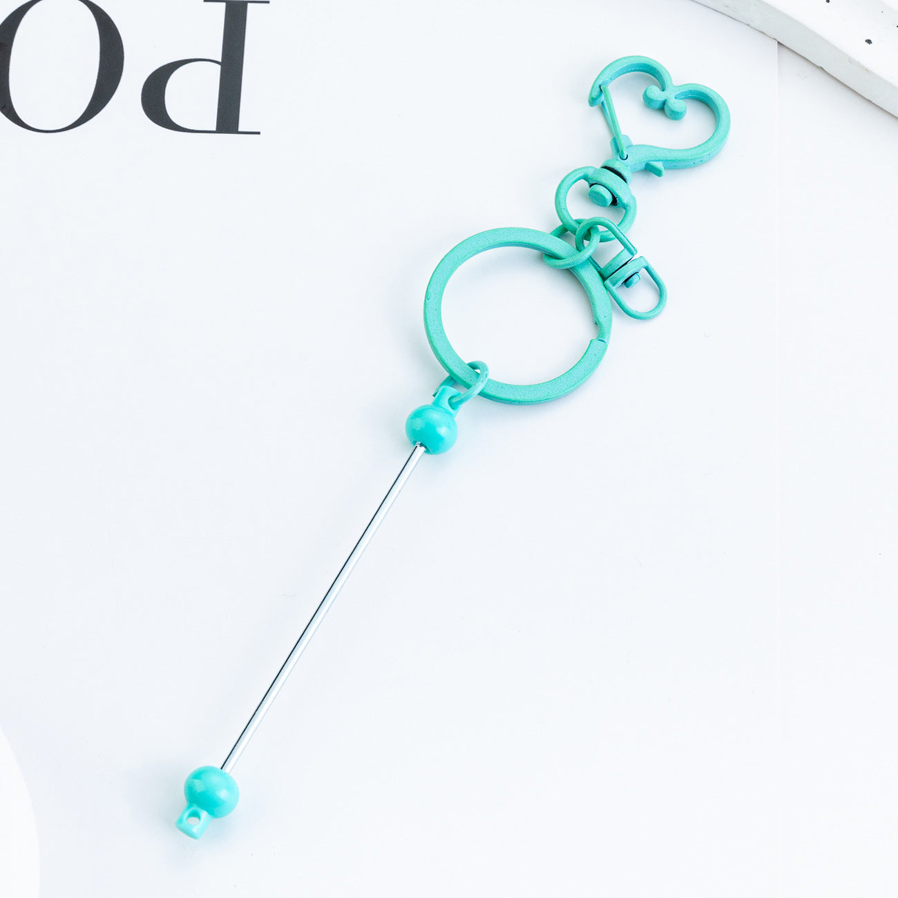 Wholesale DIY Beaded Heart Keychain Pendant Beadable Keychains