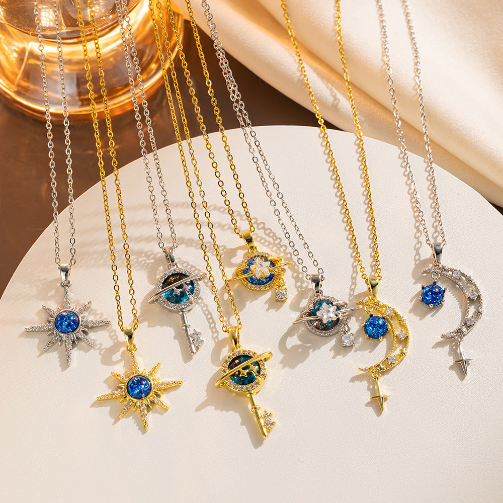 Wholesale Titanium Steel Necklace Planet Starry Sky Necklaces Clavicle Chain ACC-NE-Kucai002