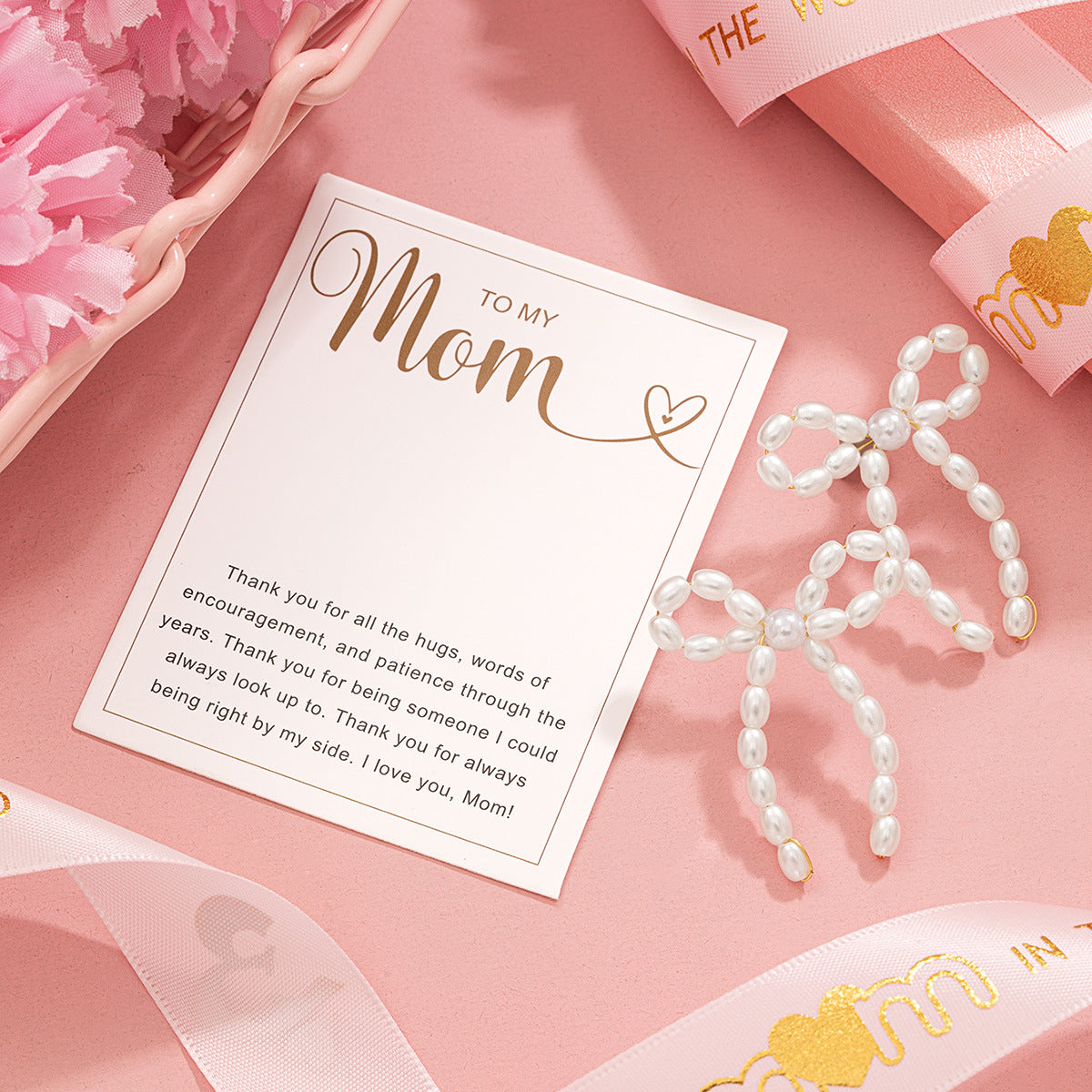 Wholesale Mother' s Day Alloy Bow Heart Earrings