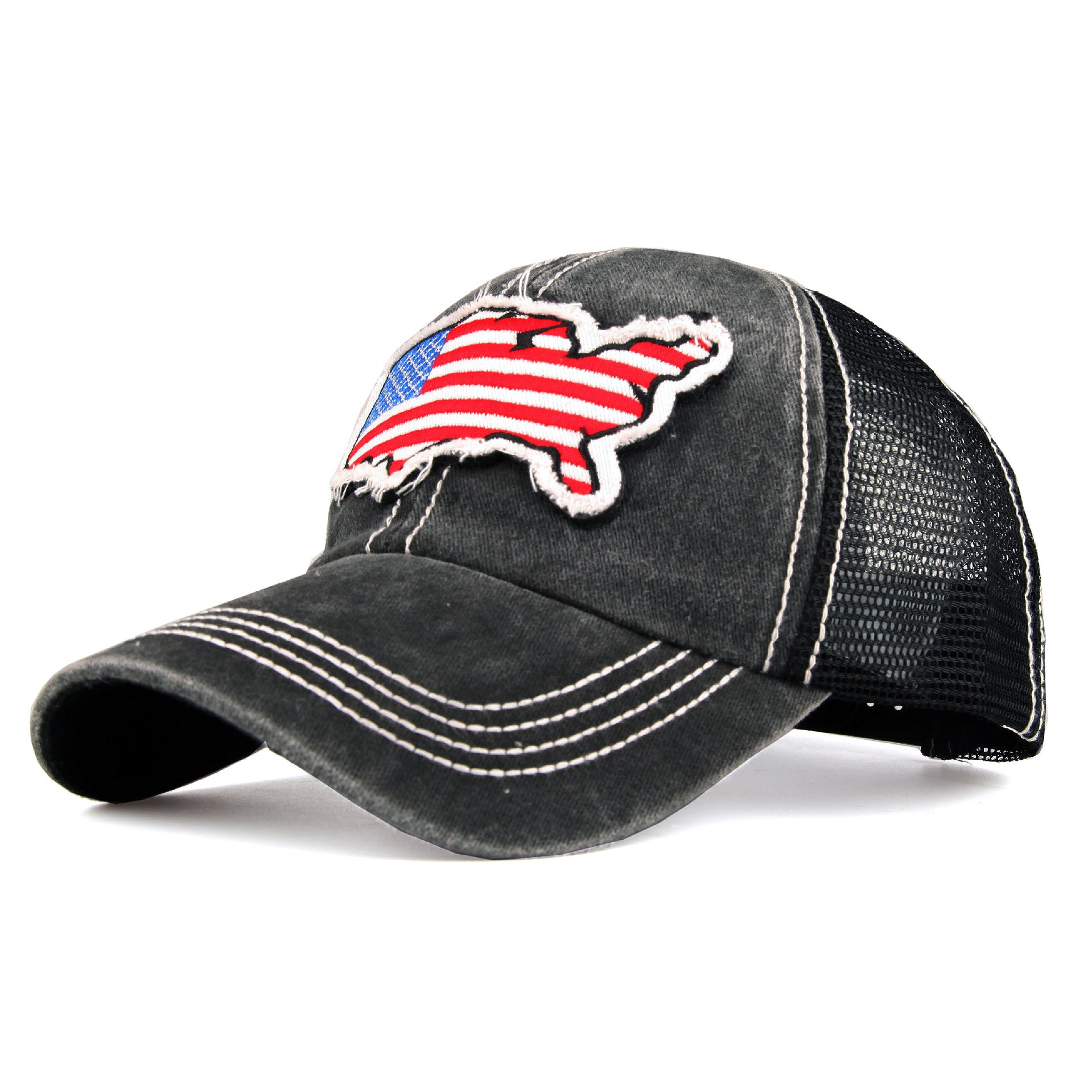 Wholesale American Flag Padded Embroidered Mesh Baseball Cap