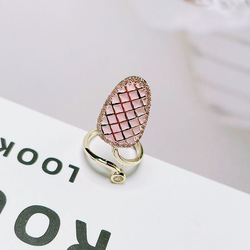 Wholesale  Checkerboard Design Nail Set Ring