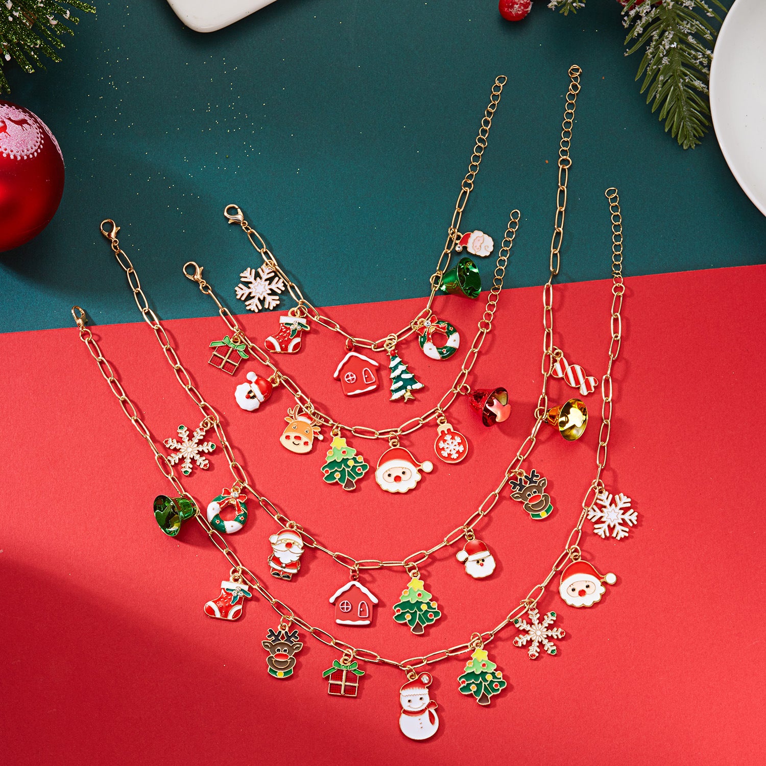Wholesale Snowflake Christmas Tree  Alloy Necklace Set