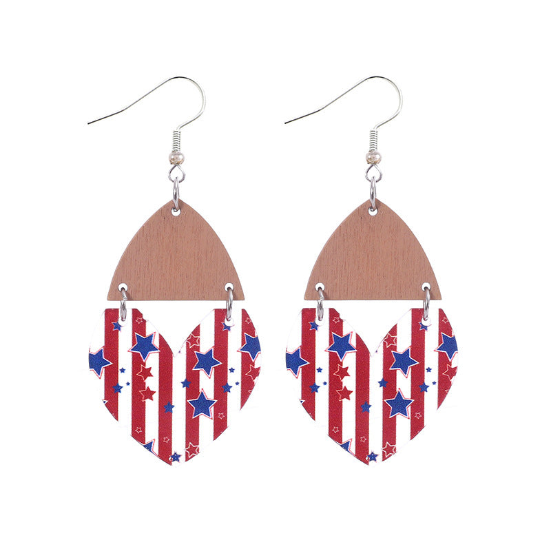Wholesale Independence Day Star Earrings Striped Love Acrylic Stitching Earrings