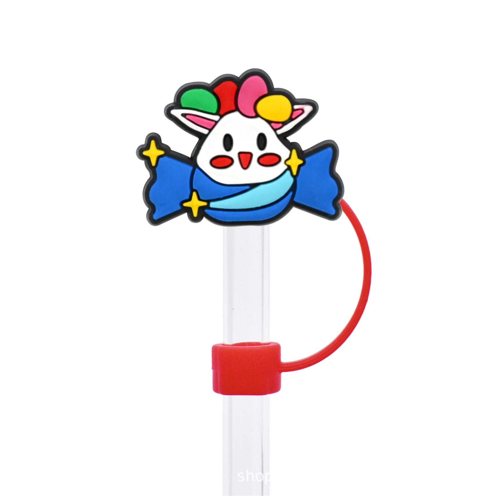 Wholesale Random 50pcs Easter Cute Bunny 10mm PVC Soft Straw Tube Cap