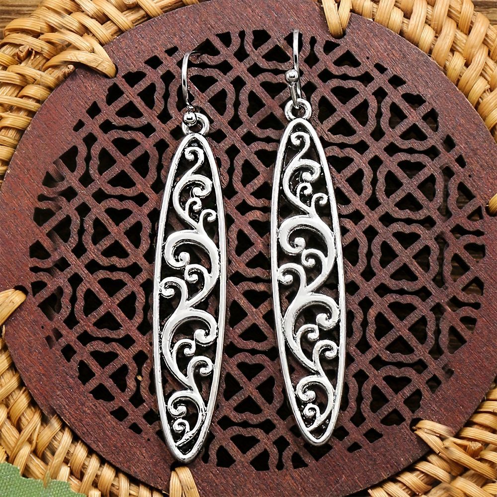 Wholesale Antique Silver Geometric Earring Set Ethnic Style Fashion Jewelry Accessory