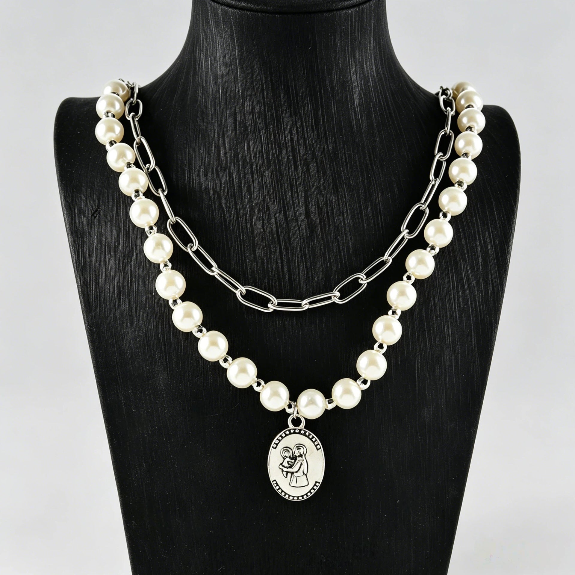Wholesale Medieval Style  Pearl Double Layer Necklace with Pumpkin Ghost Pendant,  Fashion Accessory for Resale