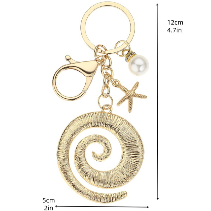 Wholesale Personalized Party Exaggerated Starfish and Conch Keychain Pendant Beach Ocean Vacation Style Bag Pendant