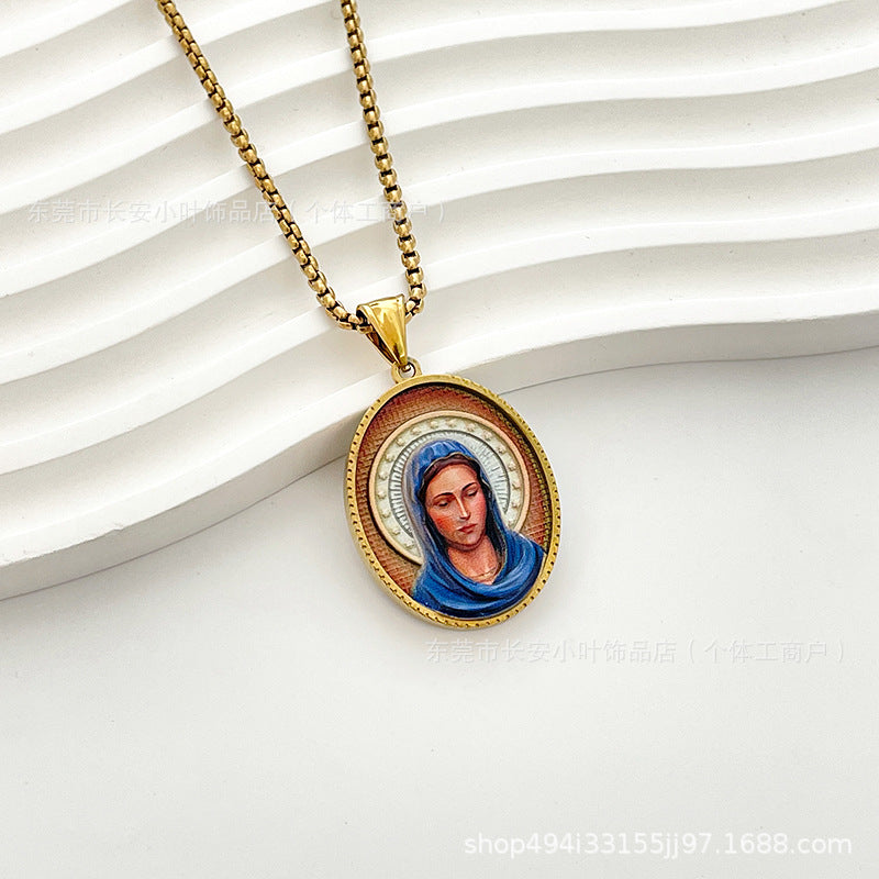 Wholesale Western Style Retro Enamel Oval Pendant Necklace