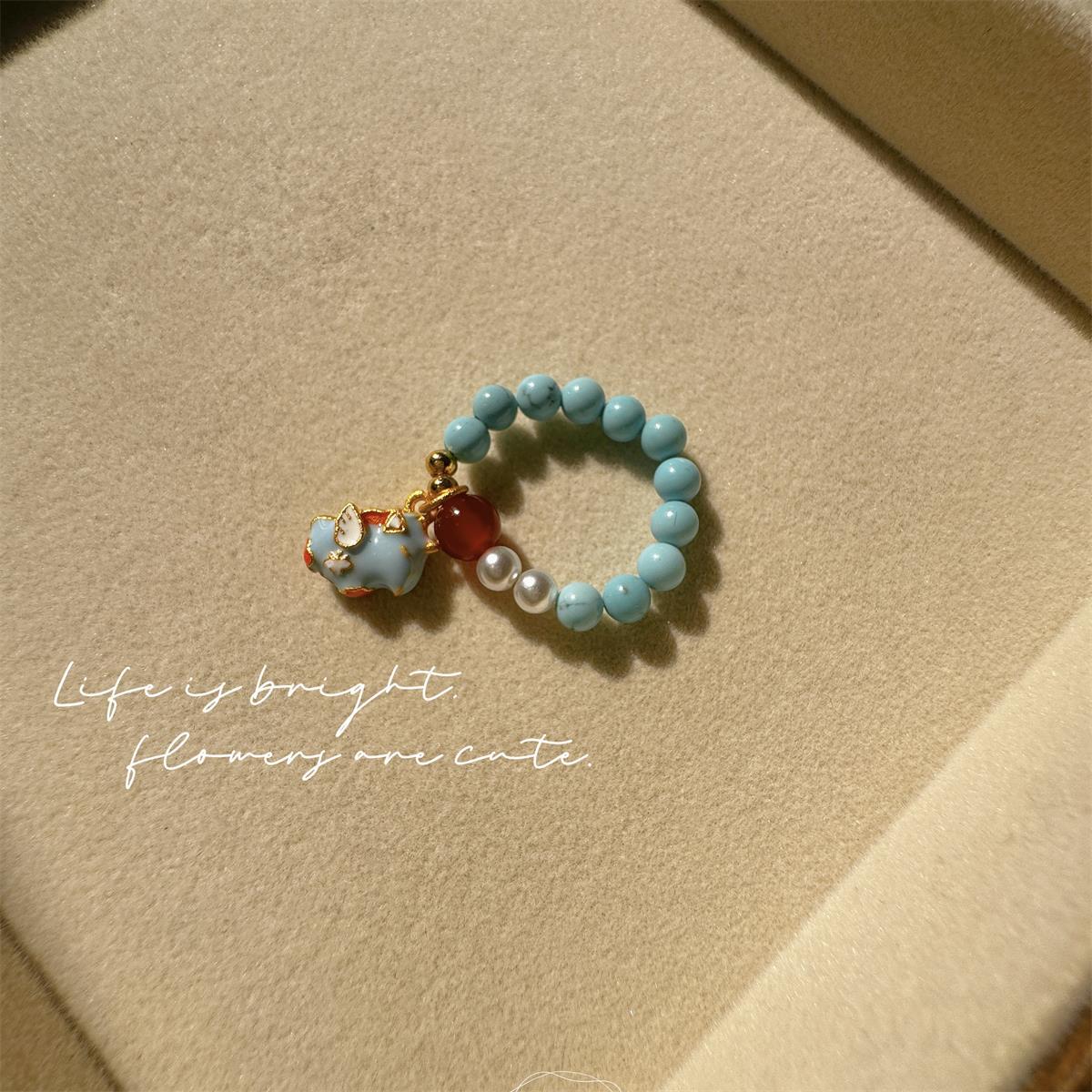 Wholesale Trendy Geometric Turquoise Ring Fashion Accessory Gift for Resale