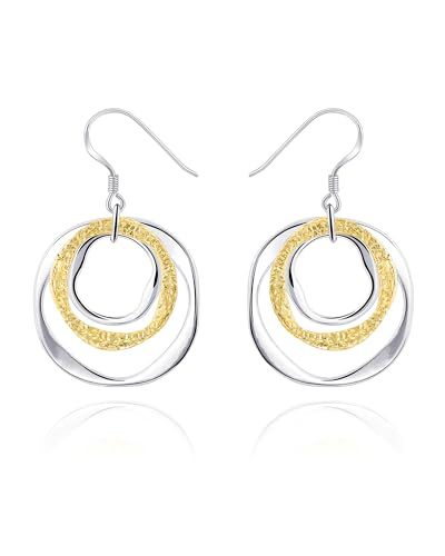Wholesale Copper Plated Two-Tone Geometric Earrings for Women Chic Jewelry Accessory