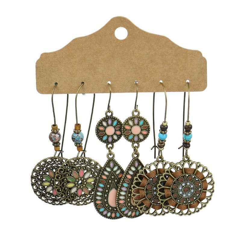 Wholesale Zinc Alloy Bohemian Hollow Tassel Drop Earrings - Fashion Accessory for Everyday Wear