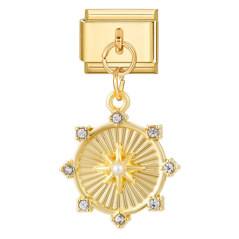 Bracelet de charme italien en gros 9 mm de bricolage d'épissage en or et en diamant blanc bracelet composable en acier inoxydable