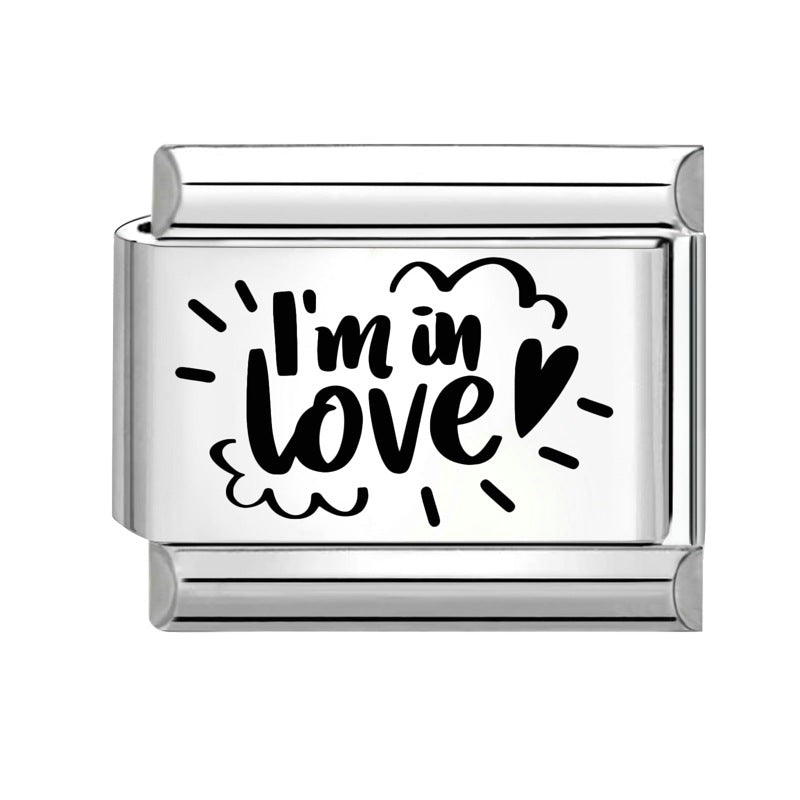 Wholesale  Italian Charm Bracelet 9mm DIY Splicing Removable Black and White Series Stainless Steel Composable Bracelet