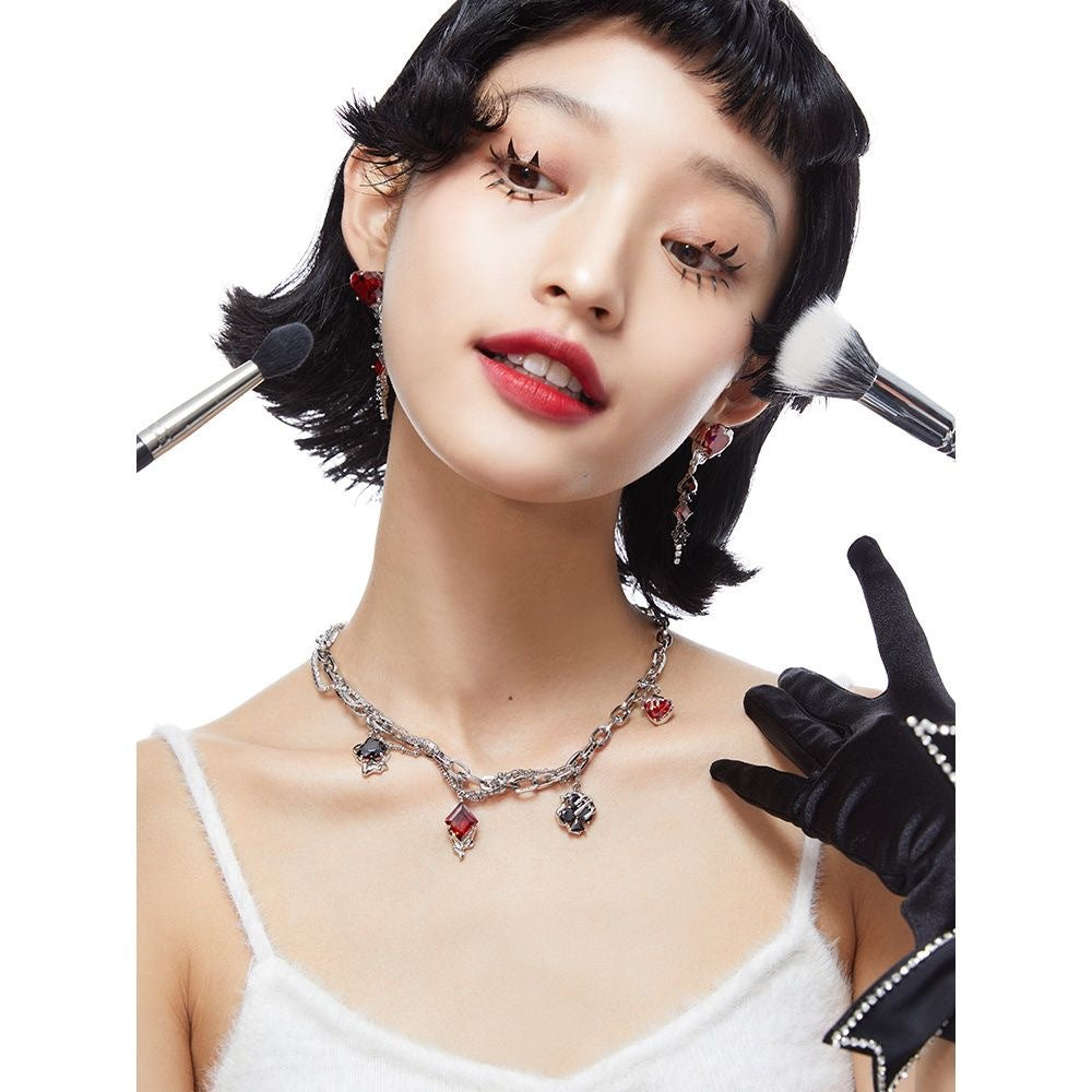 Wholesale Berry Y2K Trendy Cool Black and White Contrast Color Peach Heart  Earrings