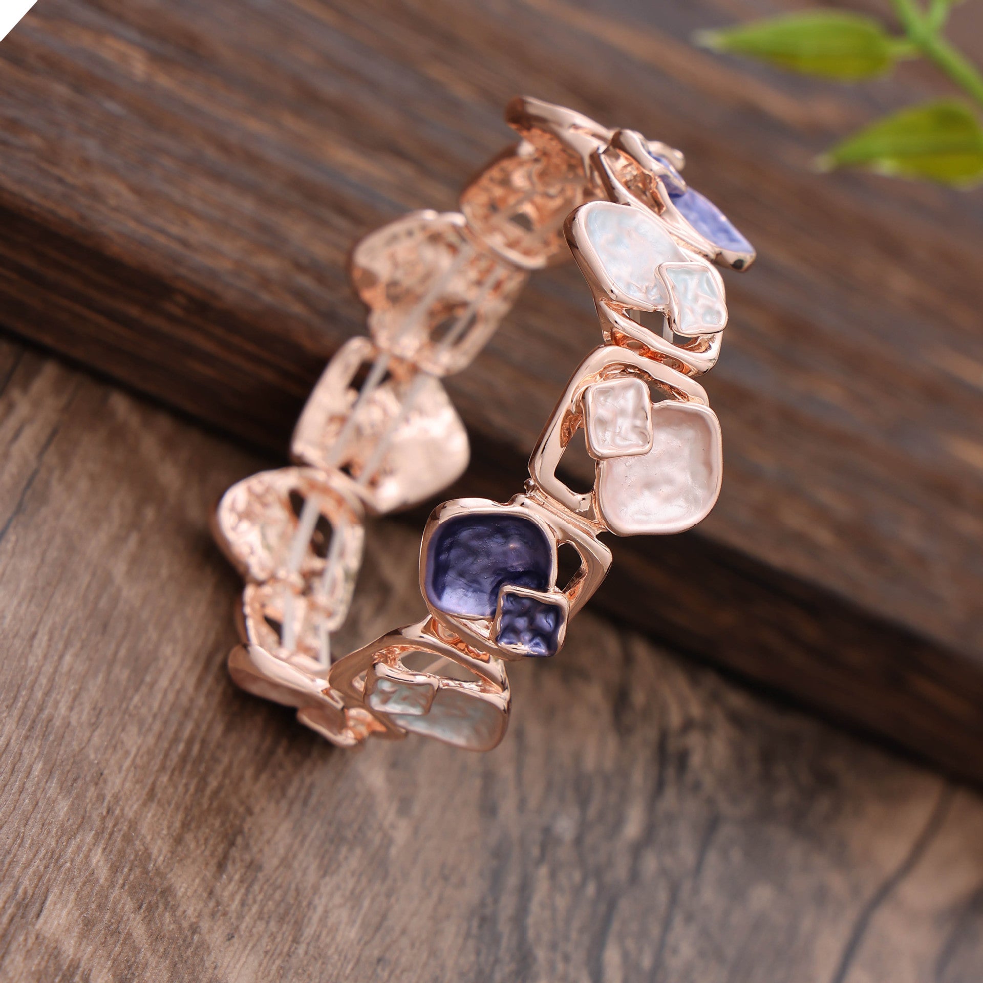 Wholesale  square geometric stitching environmental protection alloy bracelet