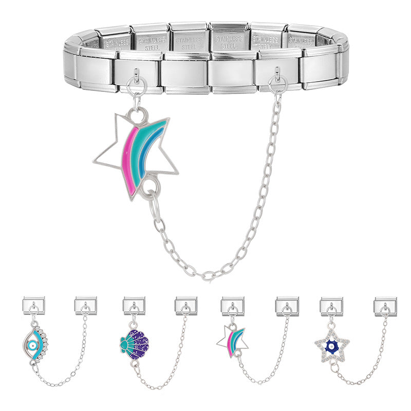 Wholesale Italian Charm Bracelet 9mm DIY Splicing Double Pendant  Stainless Steel Composable Bracelet