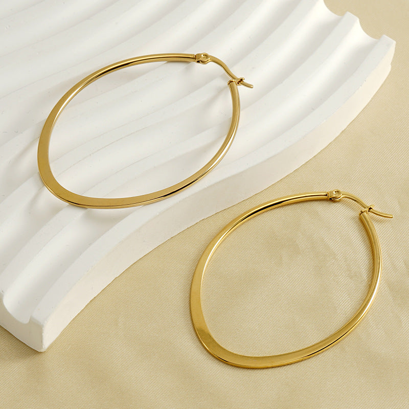 Wholesale  Titanium Steel Circle Electroplated 18K Gold Earrings