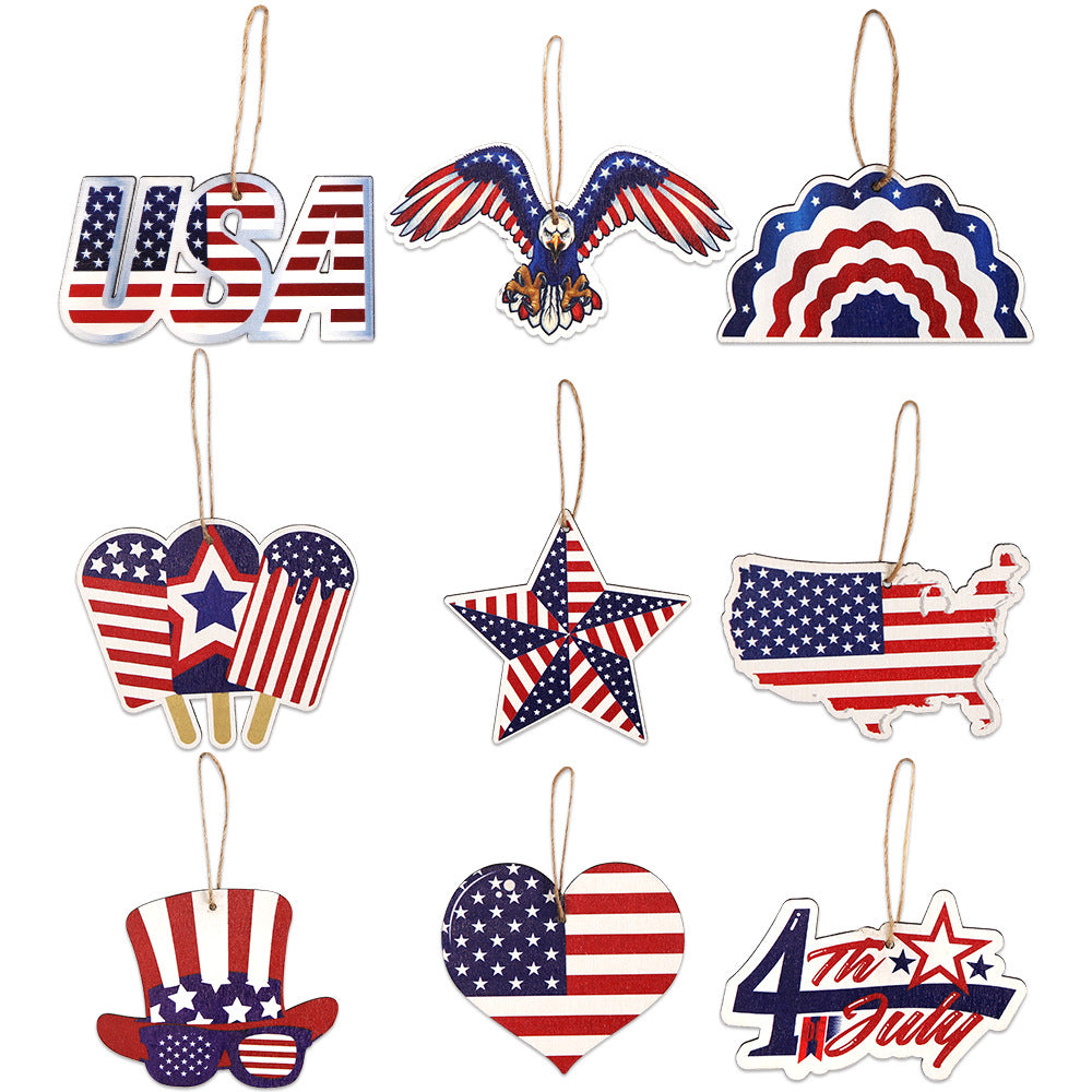 Wholesale Wooden crafts American Independence Day pendant  decoration pendant