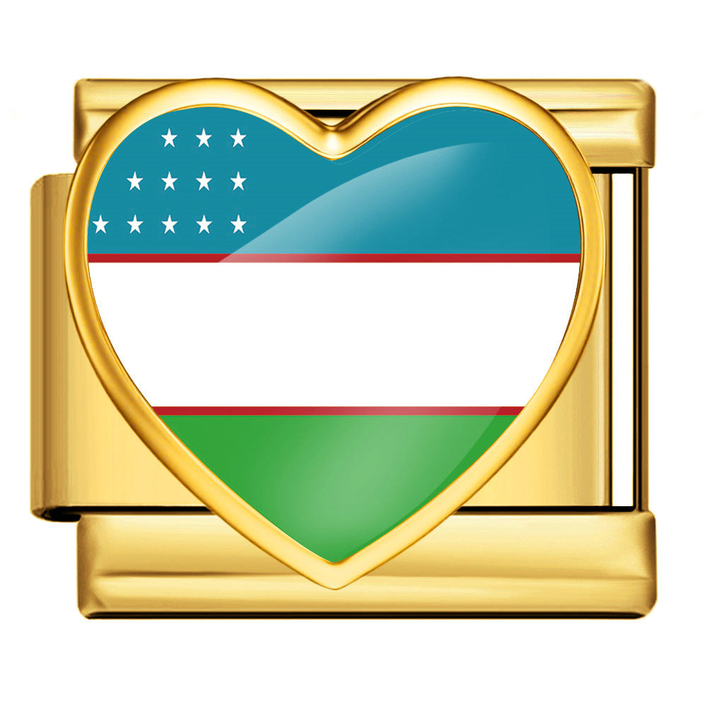 Wholesale Heart-Shaped Flag Pattern Stainless Steel Bracelet Strap Chain Fashion Accessory Gift