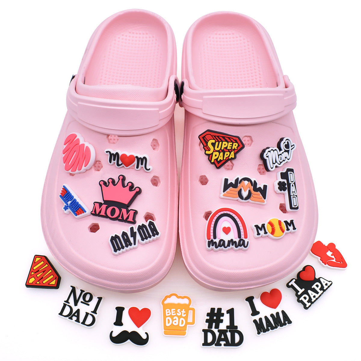 Wholesale Random 100pcs Super Parents Shoe Buckle Father's Day Decoration Shoes Charms Mother's Day ACC-SC-RYY031