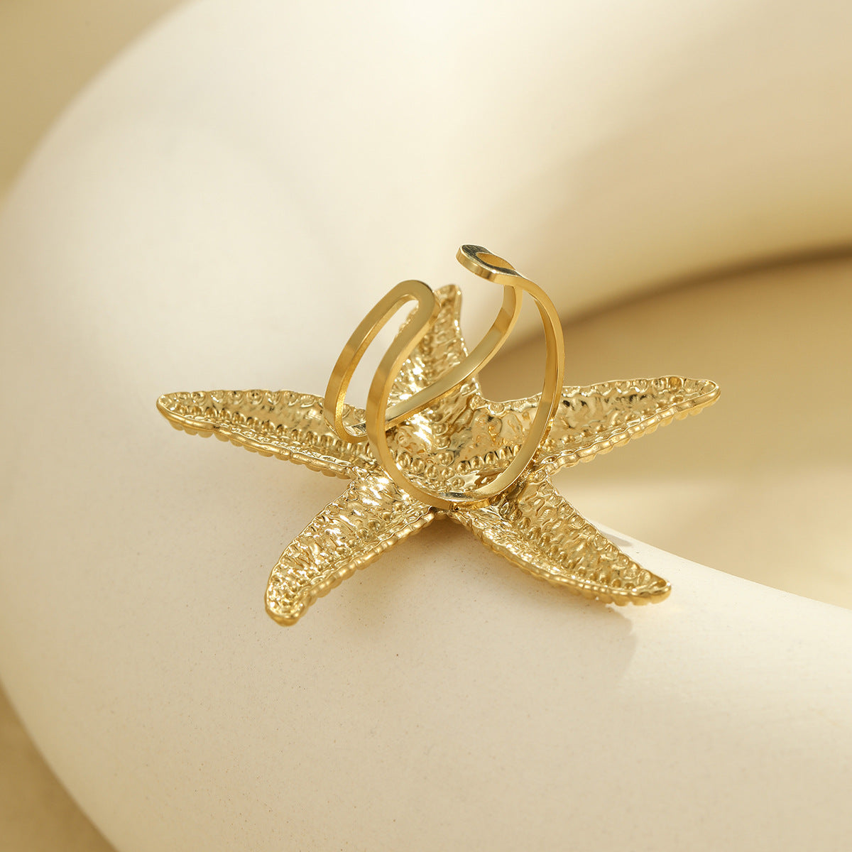Wholesale Stainless steel Starfish Ring Open Metal Ring  Stainless Steel Golden Rings