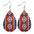 Wholesale Western Style Ethnic Totem Pattern Striped Leather Drop Shape  Earrings