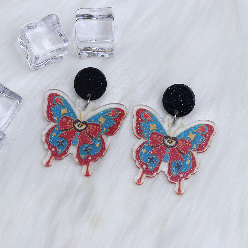 Wholesale Bohemian Style Printed Butterfly Acrylic Earrings ACC-ES-DA009