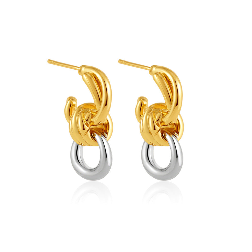 Wholesale 18k gold irregular contrast color winding earrings