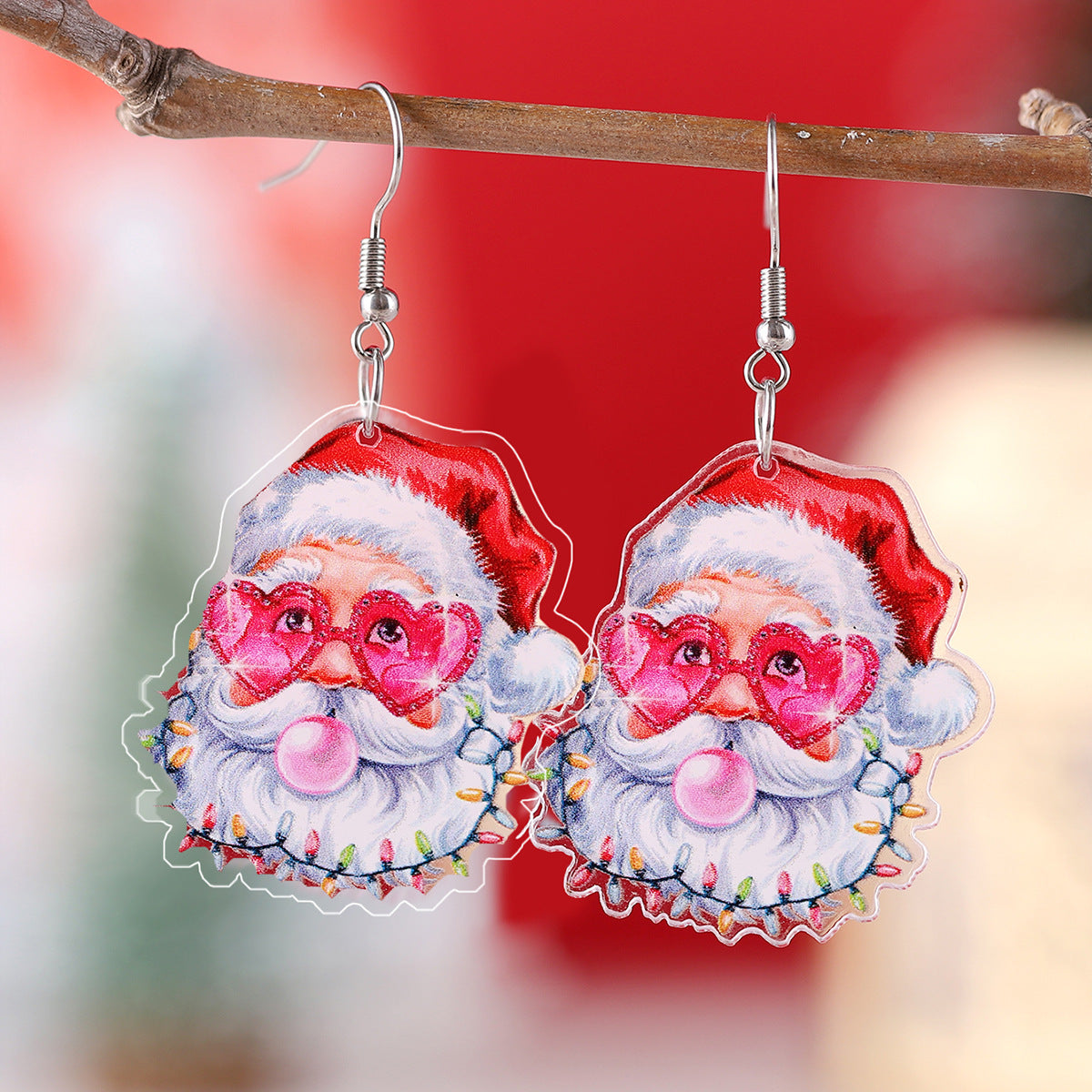 Wholesale Christmas love print  pendant earrings acrylic earrings